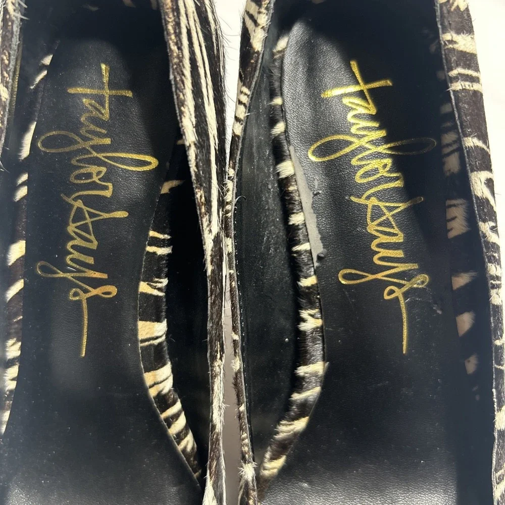 Taylor Says Bones Black White Zebra Pony Hair Leather Pump Size 7‎